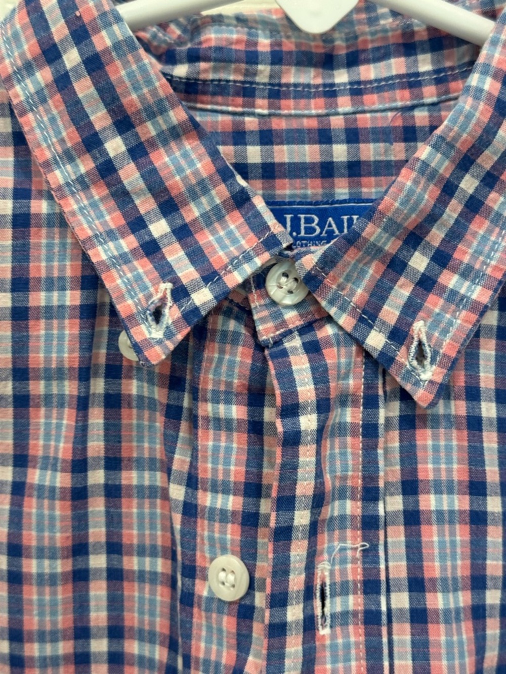 Boy’s Button-Down Plaid Shirt - Pink & Blue - Picture 4 of 5
